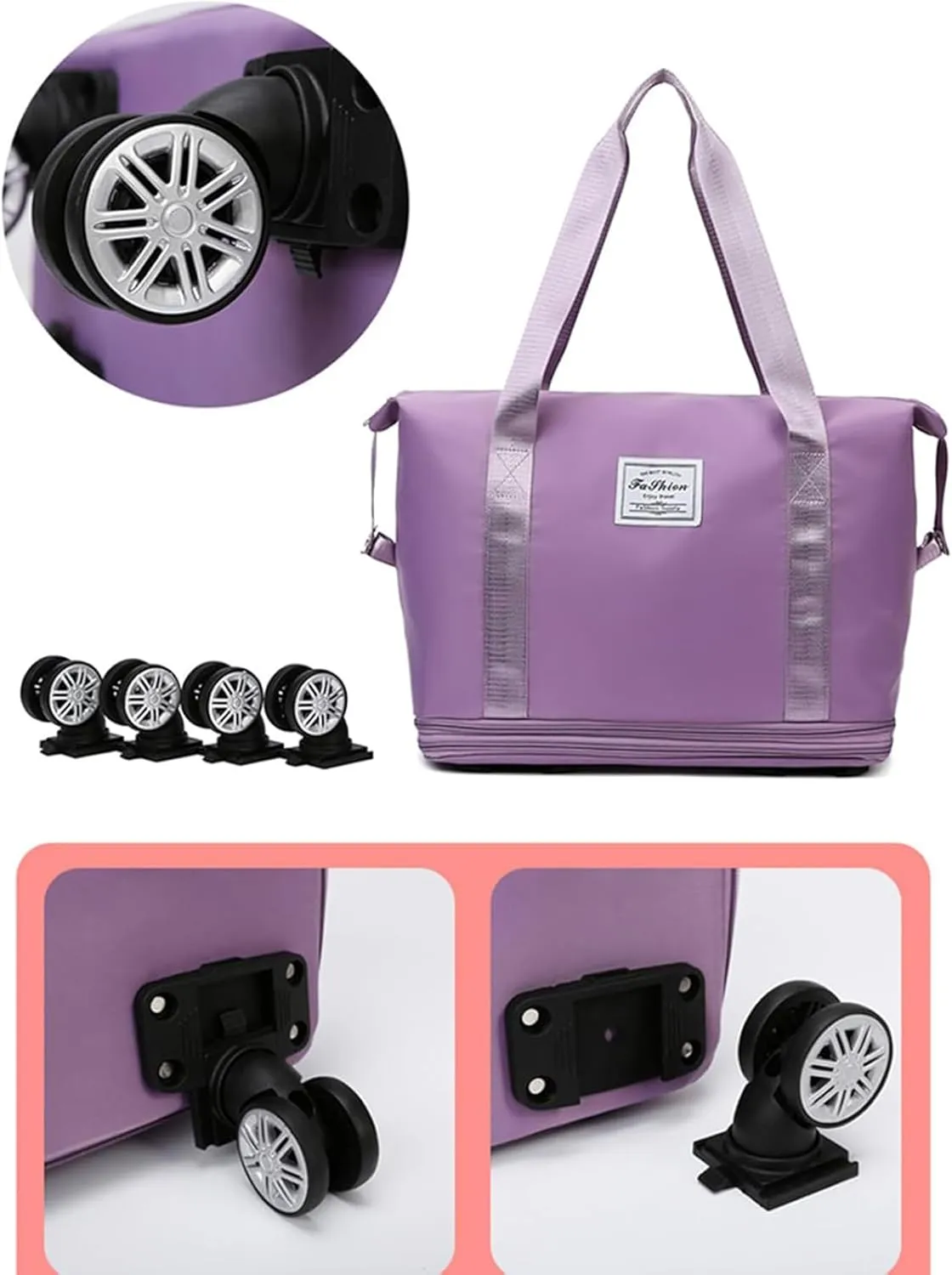 Kulken Travel Bag with Wheels, 2025 New Large Capacity Travel Bag - Universal Wheel Removable, Wheel-Equipped (Black)