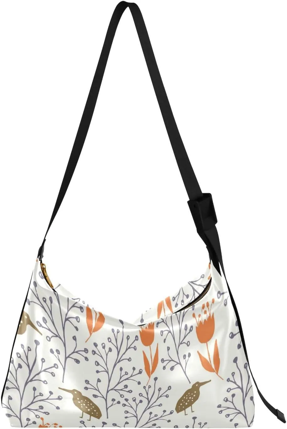 Lady's Leather Handbag with Zipper Adjustable Strap Shoulder Soft Hobo Crossboby Bag Pattern 1