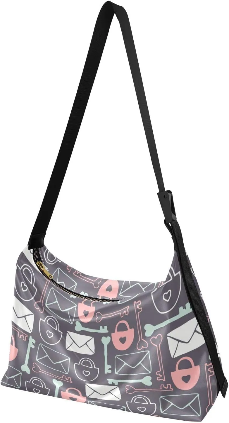 Lady's Leather Handbag with Zipper Adjustable Strap Shoulder Soft Hobo Crossboby Bag Pattern 1
