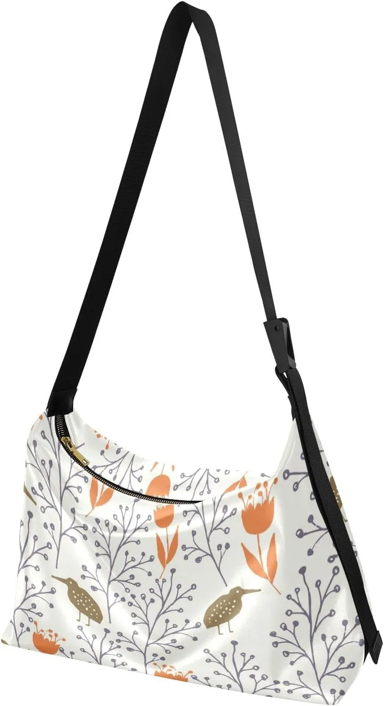 Lady's Leather Handbag with Zipper Adjustable Strap Shoulder Soft Hobo Crossboby Bag Pattern 1