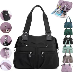 Langrents Nylon Tote Bag, Langrents Large Capacity Waterproof Multi Pocket Shoulder Bag, Crossbody Travel Messenger Bag