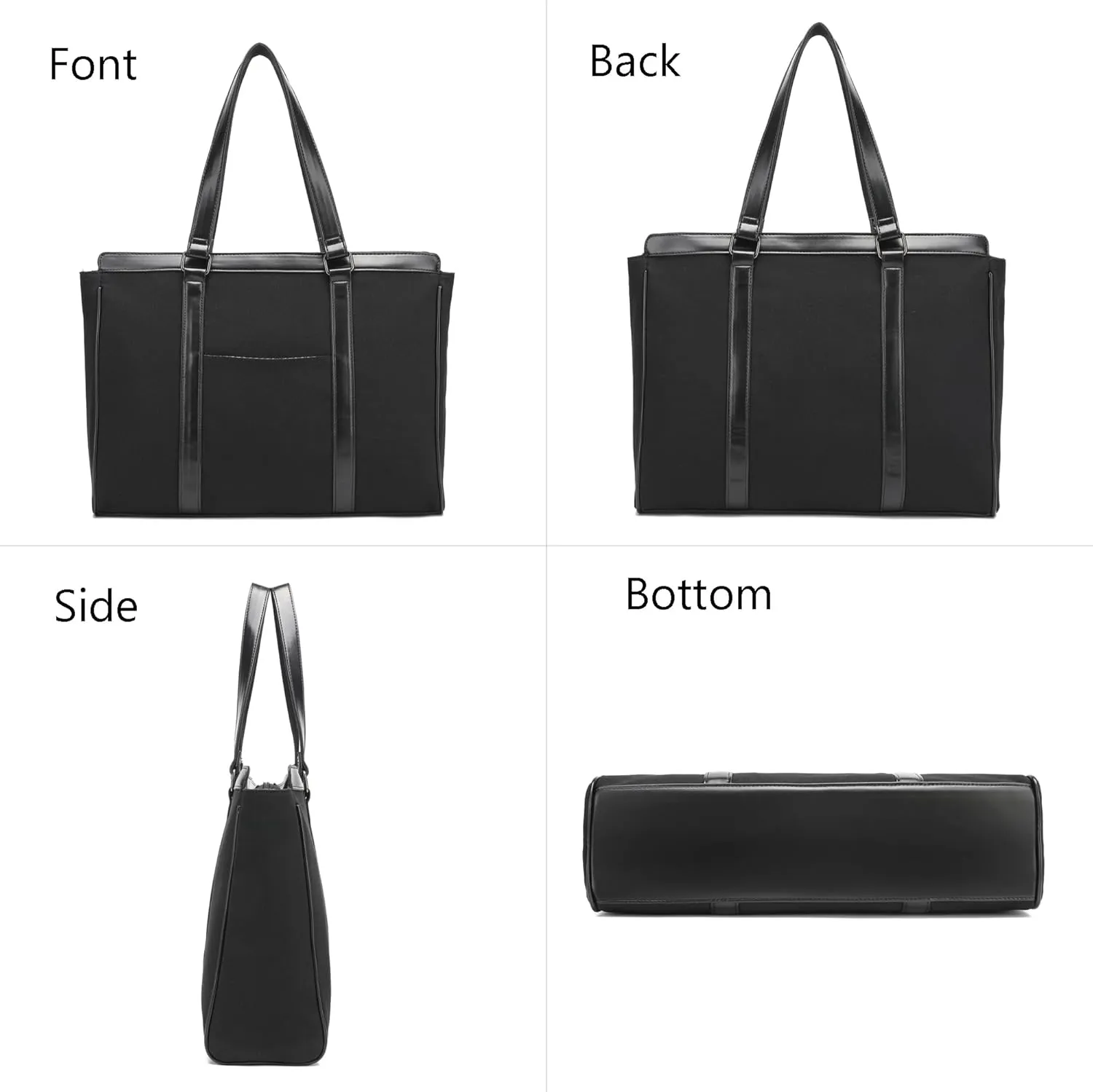 Laptop Bag 15.6 Inch with Zipper Pockets Canvas Work Tote Bags for Women Teacher Ladies