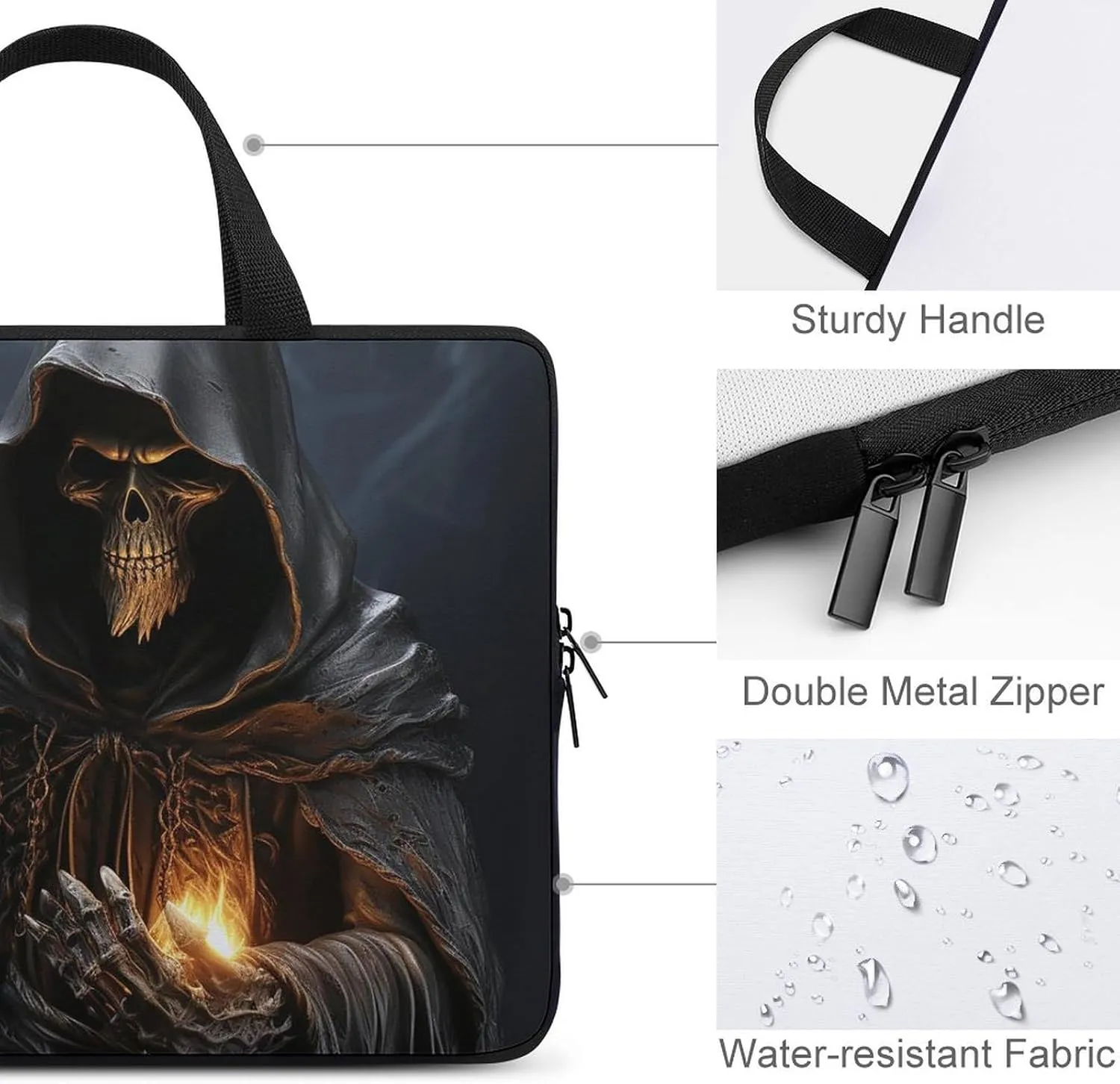 Laptop Bag for Women Computer Tote Bag Grim Reaper Business Bag Briefcase Lightweight Handbag