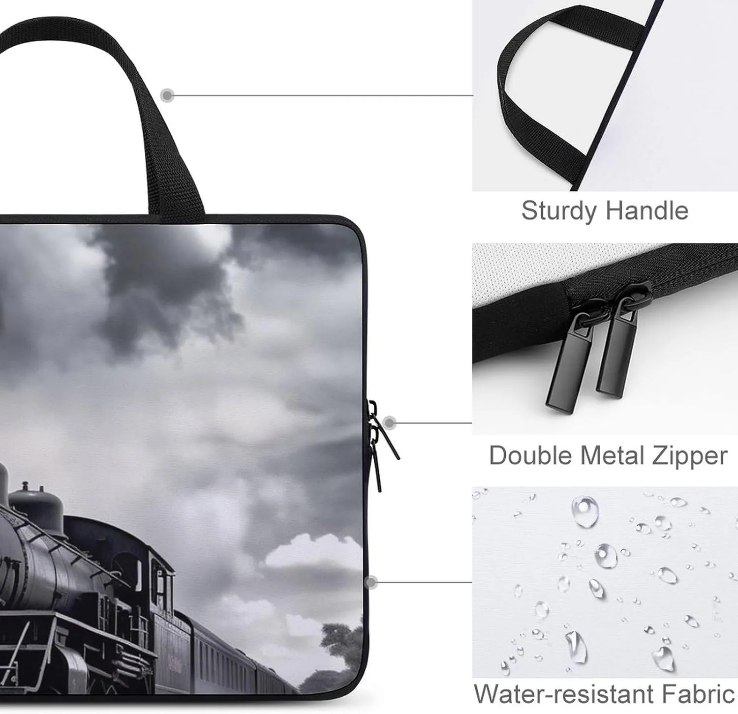 Laptop Bag for Women Computer Tote Bag Steam Train Clouds Business Bag Briefcase Lightweight Handbag
