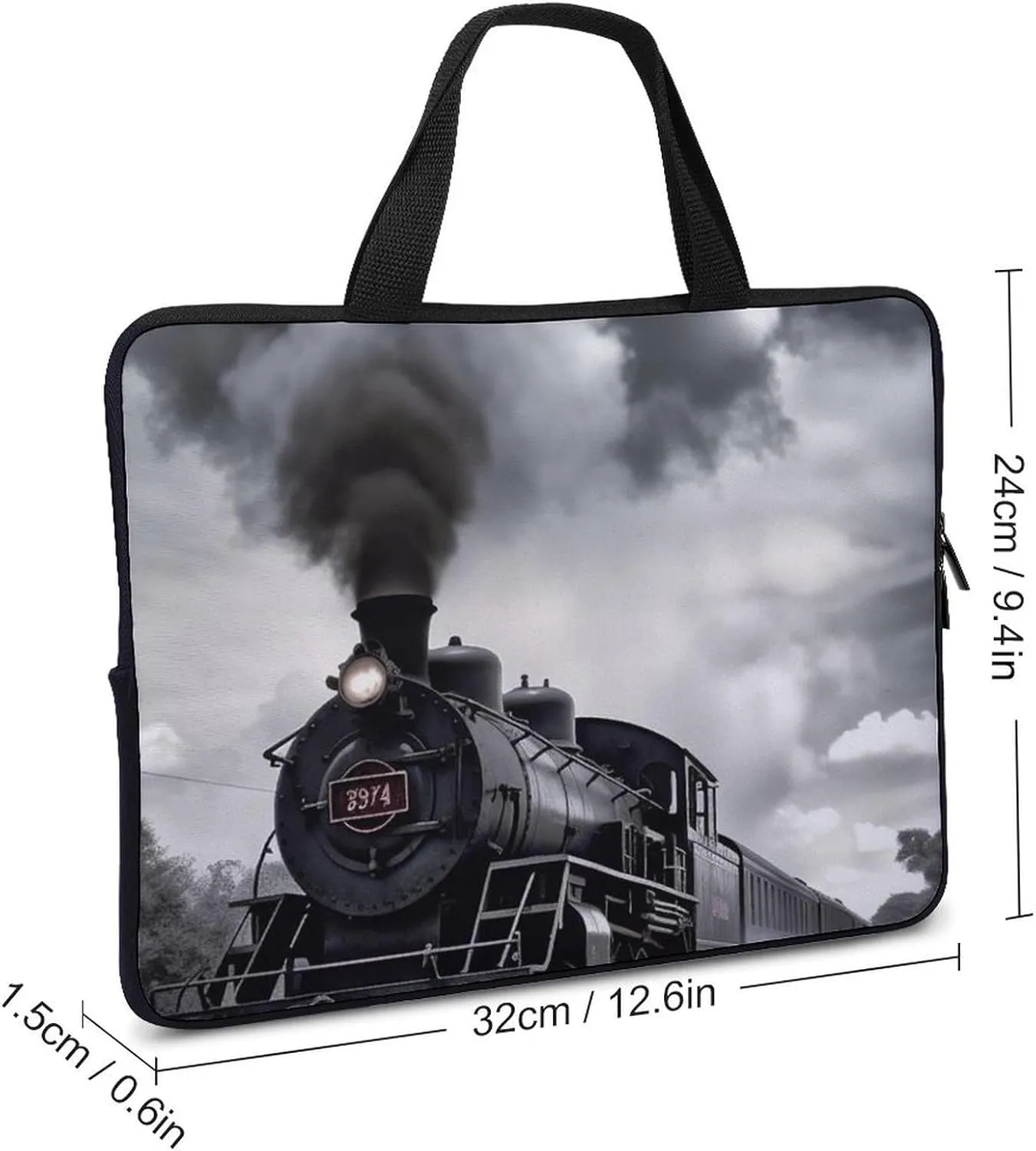 Laptop Bag for Women Computer Tote Bag Steam Train Clouds Business Bag Briefcase Lightweight Handbag