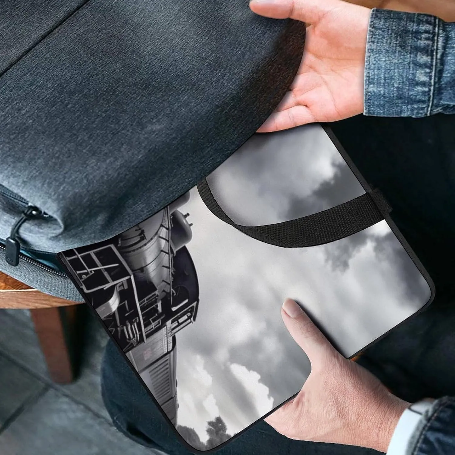 Laptop Bag for Women Computer Tote Bag Steam Train Clouds Business Bag Briefcase Lightweight Handbag