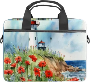 Laptop Bag for Women,Computer Bags for Women,for Laptop or Tablet,Flower Bush Summer Lighthouse