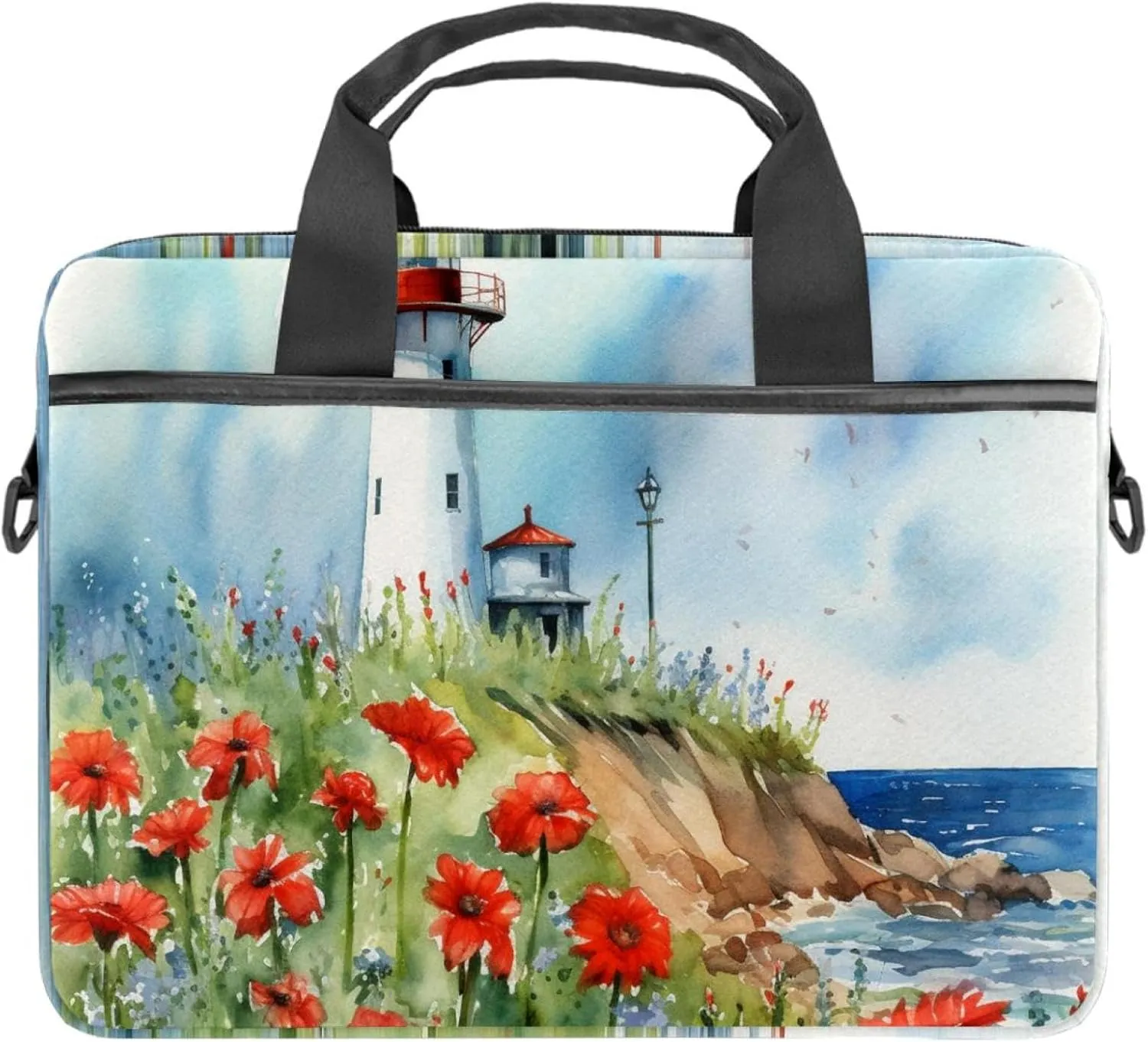 Laptop Bag for Women,Computer Bags for Women,for Laptop or Tablet,Flower Bush Summer Lighthouse