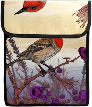 Laptop Bag for Women,Computer Bags for Women,Laptop Bag for Men,Bird Purple Flower Bush