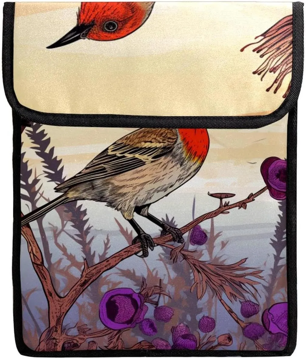 Laptop Bag for Women,Computer Bags for Women,Laptop Bag for Men,Bird Purple Flower Bush