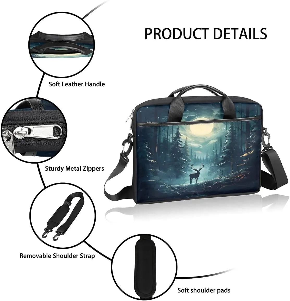 Laptop Shoulder Bag Computer Bag 13-15 Inches Laptop Carrying Case with Shoulder Strap for Women Men