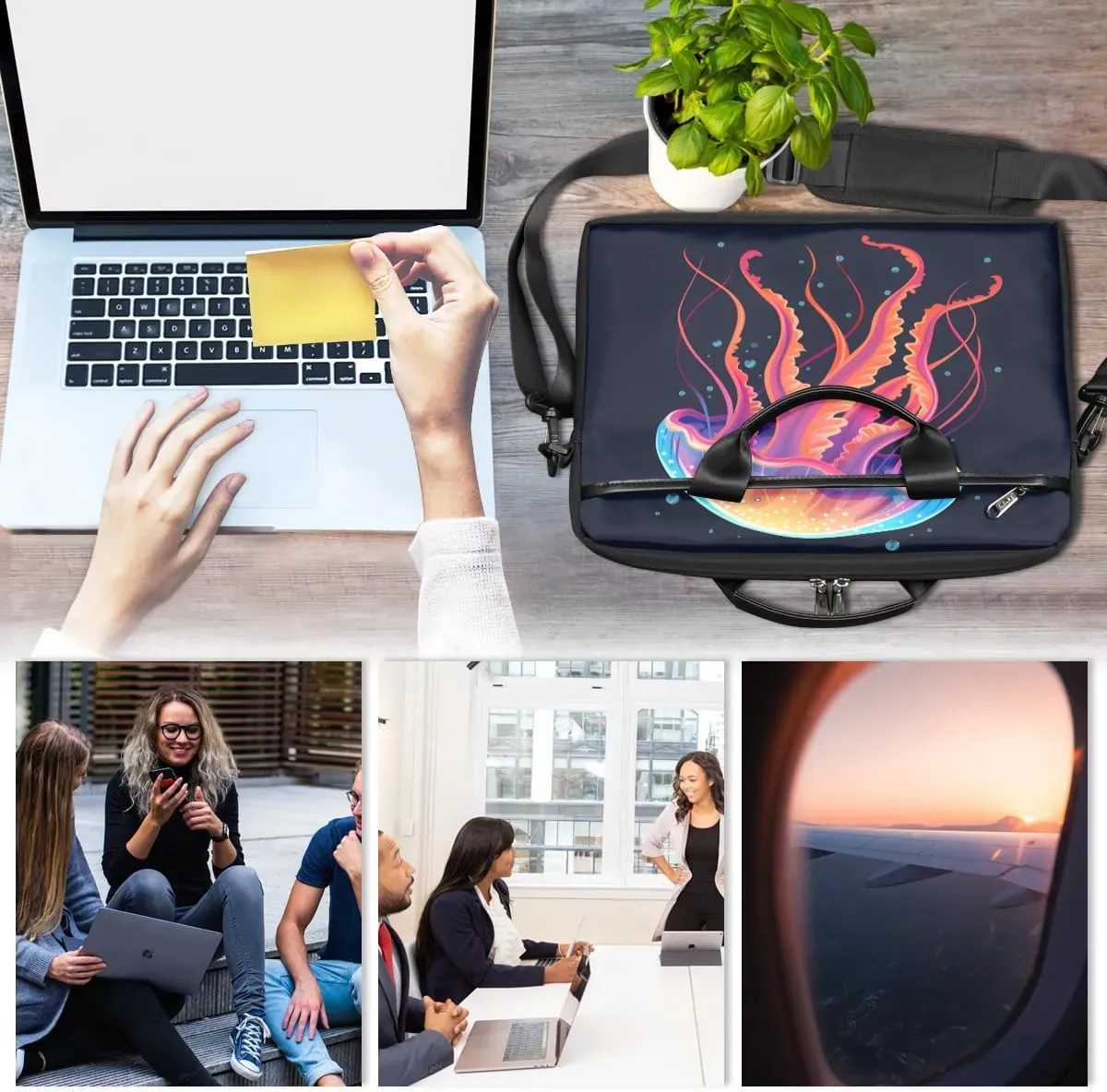 Laptop Shoulder Bag Computer Bag 13-15 Inches Laptop Carrying Case with Shoulder Strap for Women Men