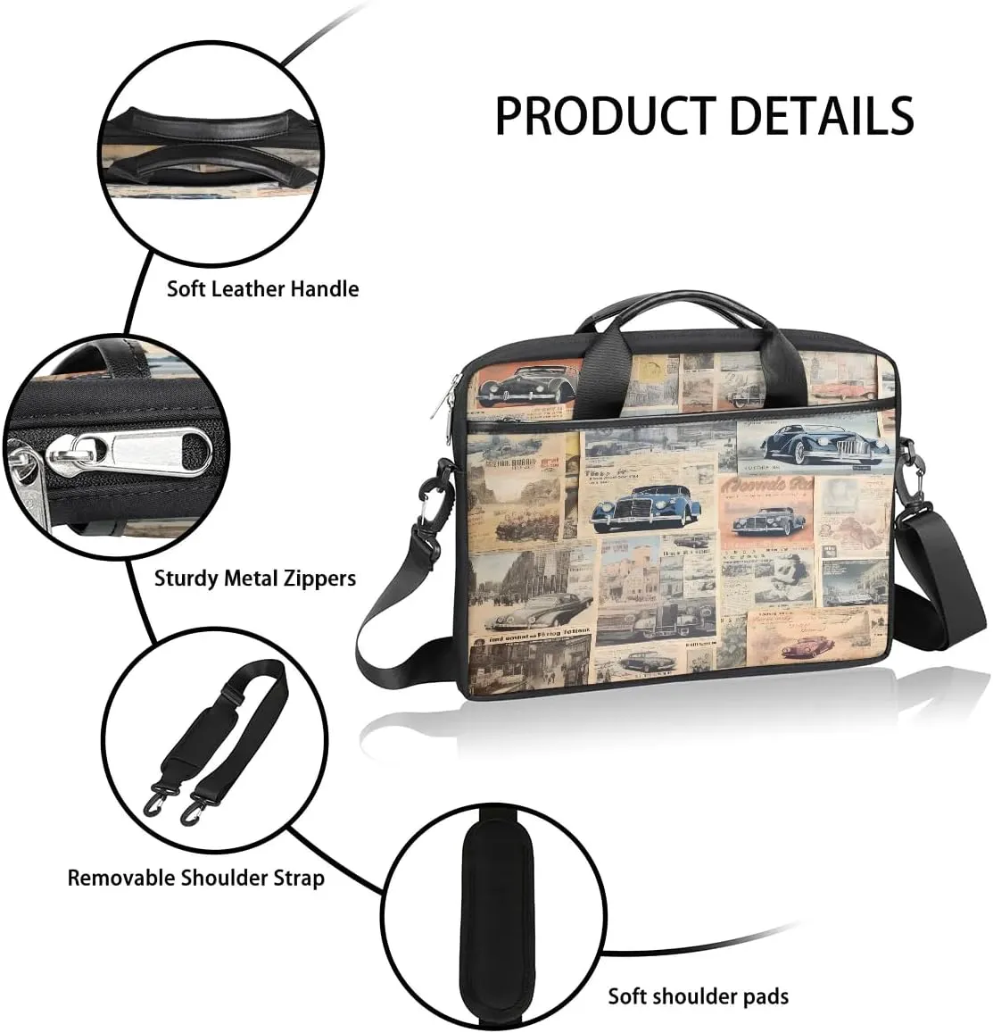 Laptop Shoulder Bag Computer Bag 13-15 Inches Laptop Carrying Case with Shoulder Strap for Women Men