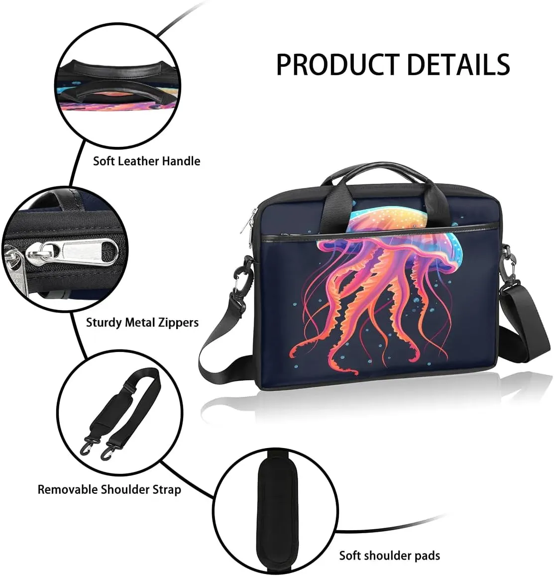 Laptop Shoulder Bag Computer Bag 13-15 Inches Laptop Carrying Case with Shoulder Strap for Women Men