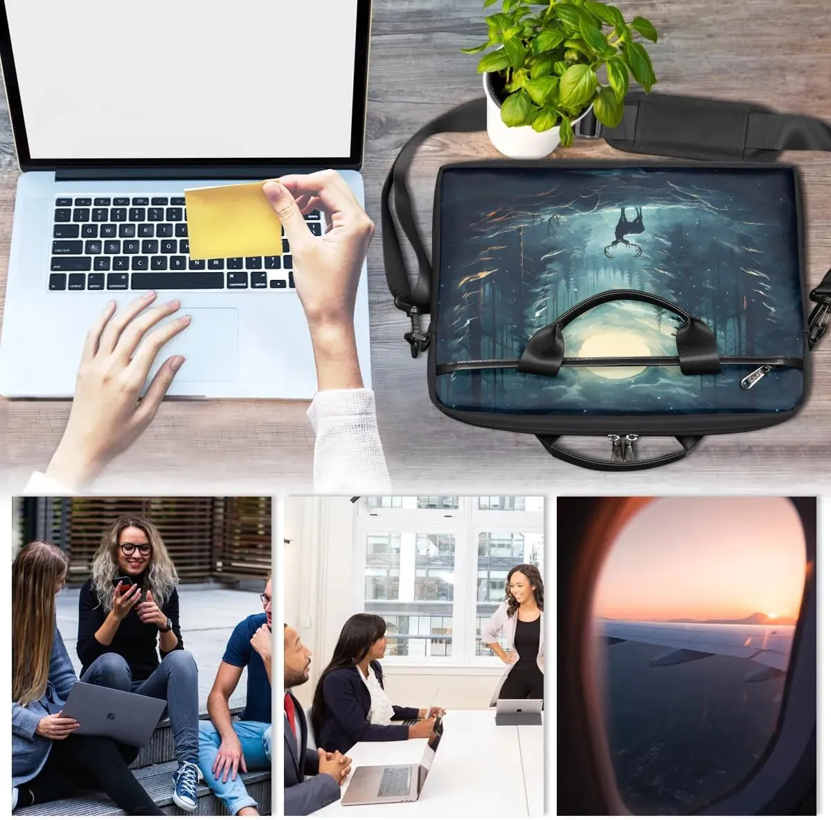Laptop Shoulder Bag Computer Bag 13-15 Inches Laptop Carrying Case with Shoulder Strap for Women Men
