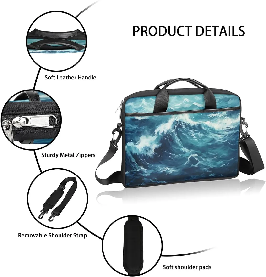 Laptop Shoulder Bag for 13-15 Inch Waterproof Laptop Sleeve Case Bag Slim Computer Carry Case Computer Cases for Laptops