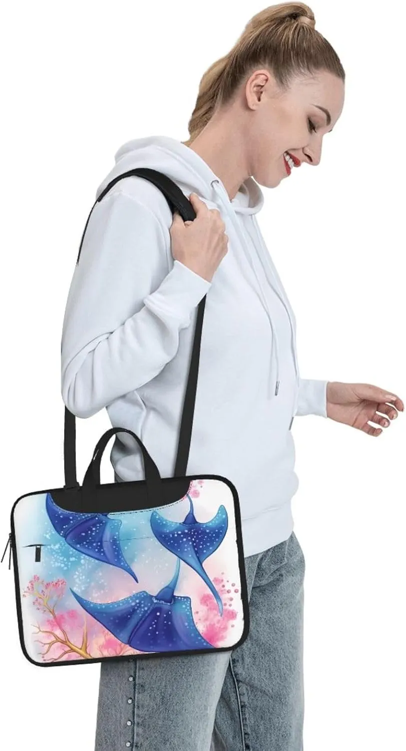 Laptop Shoulder Bag Laptop Bag Computer Bag Sea Animals Stingrays Messenger Bag for Unisex