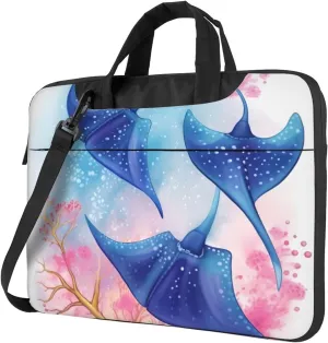 Laptop Shoulder Bag Laptop Bag Computer Bag Sea Animals Stingrays Messenger Bag for Unisex