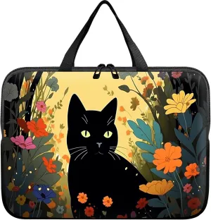 Laptop Sleeve Case Bag 15 inch, Cartoon Black Cat Slim Carrying Case Durable Handbag Travel Laptop Bag for 15 inch MacBook Air M3/M2/15 Pro/Surface Laptop 7/6/5/4/3/ Dell XPS 15 Plus