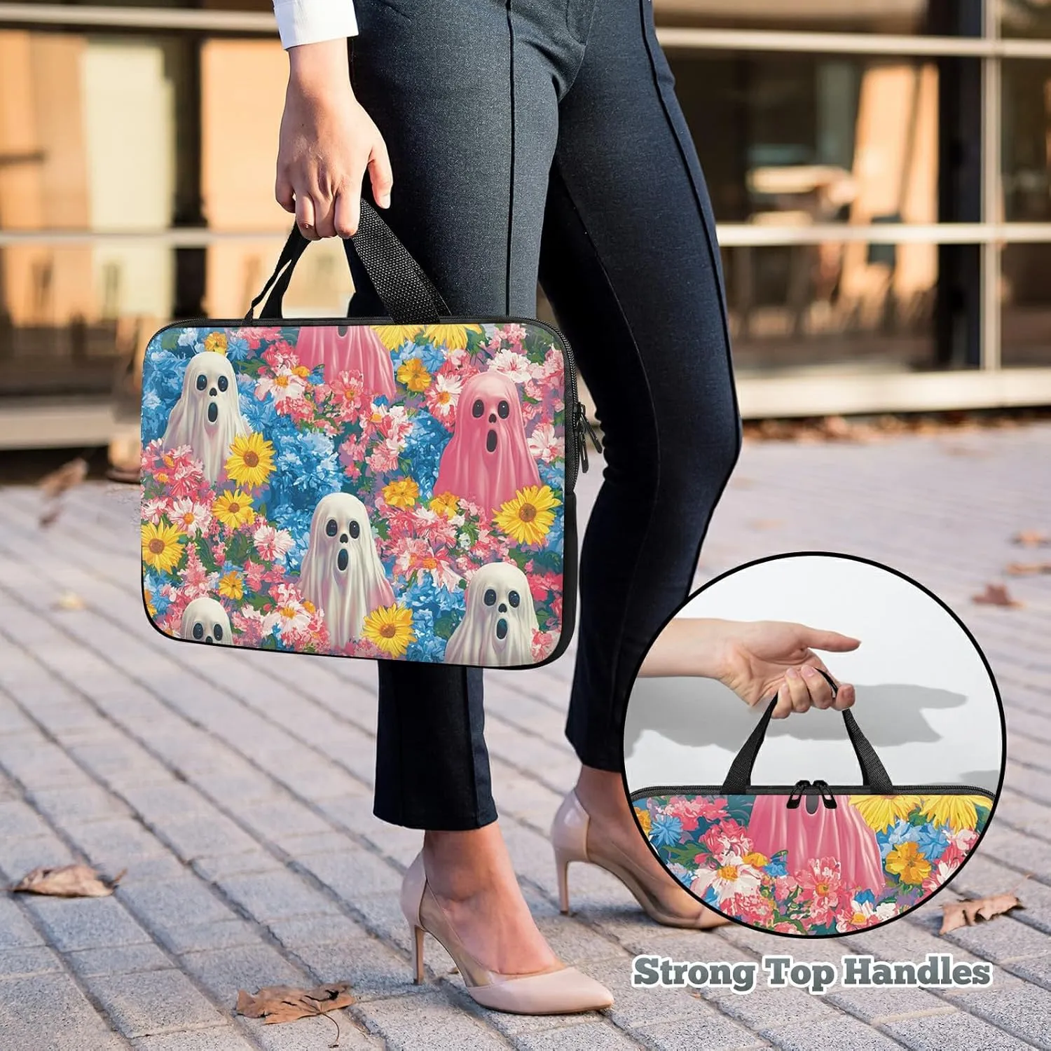 Laptop Sleeve Case Bag 15 inch, Color Ghost Slim Carrying Case Durable Handbag Travel Laptop Bag for 15 inch MacBook Air M3/M2/15 Pro/Surface Laptop 7/6/5/4/3/ Dell XPS 15 Plus