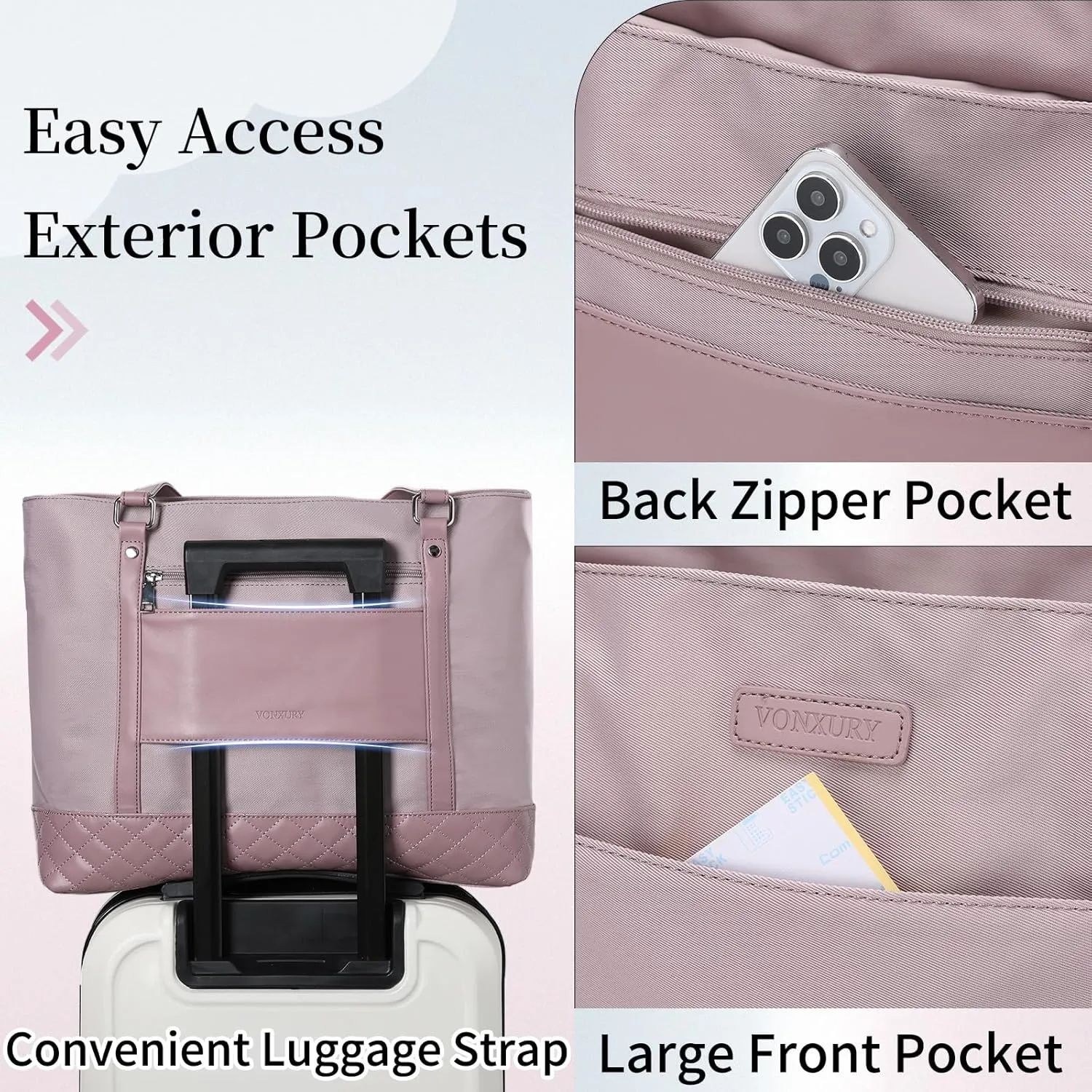 Laptop Tote Bag for Women, 15.6 Inch Computer Shoulder Bag Teacher Work Bag Travel Purse with Small Pouch VONXURY
