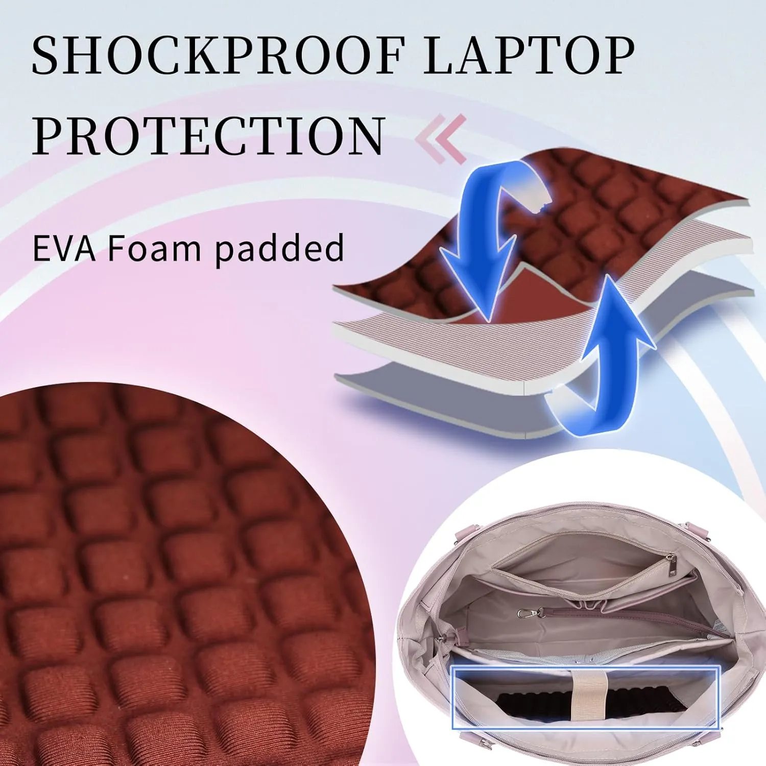 Laptop Tote Bag for Women, 15.6 Inch Computer Shoulder Bag Teacher Work Bag Travel Purse with Small Pouch VONXURY