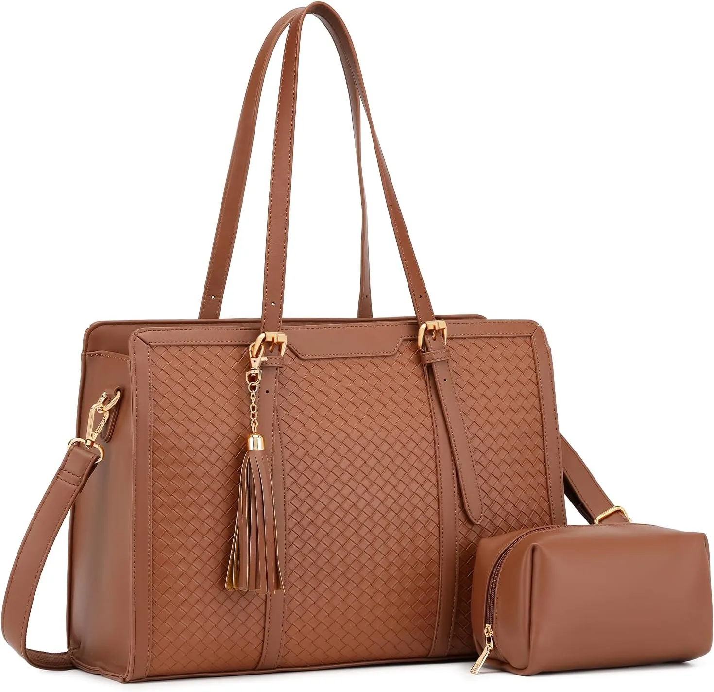 Laptop Tote Bag for Women fits 15.6 Laptop, PU Leather Work Tote bags for Women Large Computer Tote Handbag