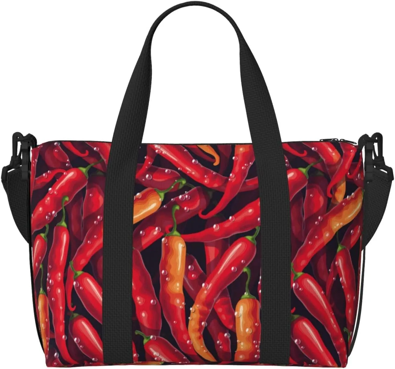 Laptop Tote Bag for Women Work - Chili Pepper water droplets Gym Bag for Women Men, Crossbody Travel Bags for Women Men Carry On, Weekender Bags for Women Travel