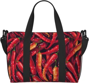 Laptop Tote Bag for Women Work - Chili Pepper water droplets Gym Bag for Women Men, Crossbody Travel Bags for Women Men Carry On, Weekender Bags for Women Travel