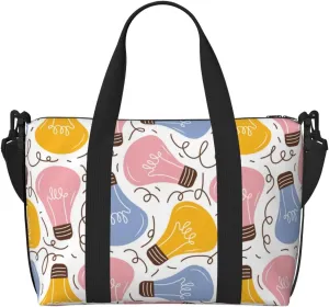 Laptop Tote Bag for Women Work - colors Light Bulb Print Gym Bag for Women Men, Crossbody Travel Bags for Women Men Carry On, Weekender Bags for Women Travel