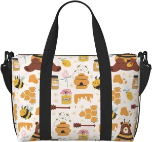 Laptop Tote Bag for Women Work - Cute Bee Honey Jar Hive Bear Gym Bag for Women Men, Crossbody Travel Bags for Women Men Carry On, Weekender Bags for Women Travel