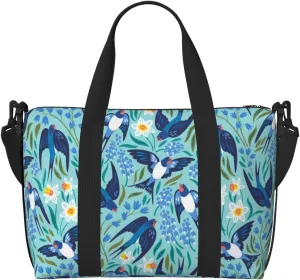 Laptop Tote Bag for Women Work - Flying Swallows And Flowers Gym Bag for Women Men, Crossbody Travel Bags for Women Men Carry On, Weekender Bags for Women Travel
