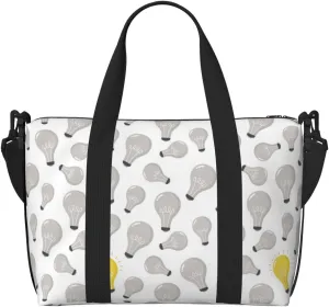 Laptop Tote Bag for Women Work - grey Light Bulb Pattern Gym Bag for Women Men, Crossbody Travel Bags for Women Men Carry On, Weekender Bags for Women Travel