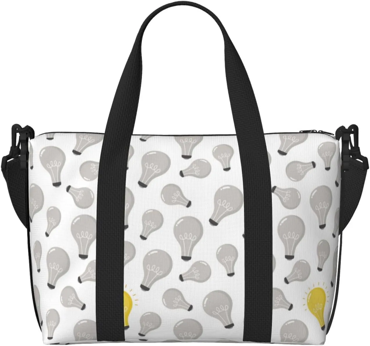 Laptop Tote Bag for Women Work - grey Light Bulb Pattern Gym Bag for Women Men, Crossbody Travel Bags for Women Men Carry On, Weekender Bags for Women Travel
