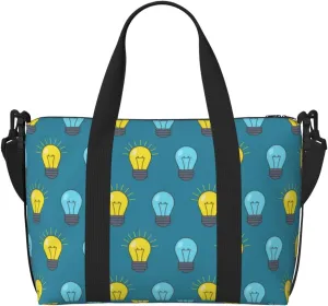 Laptop Tote Bag for Women Work - Light Bulb blue yellow Gym Bag for Women Men, Crossbody Travel Bags for Women Men Carry On, Weekender Bags for Women Travel