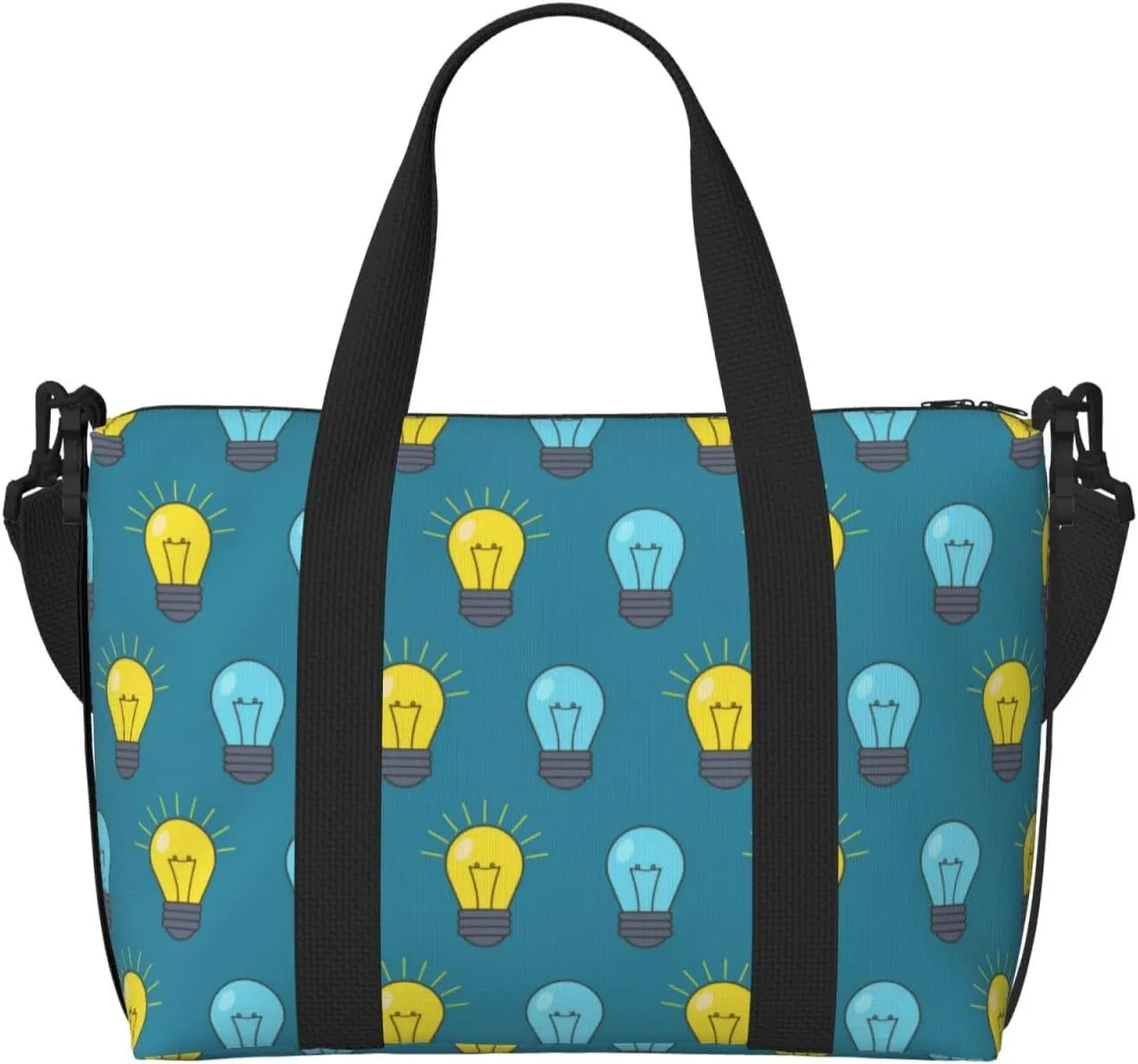 Laptop Tote Bag for Women Work - Light Bulb blue yellow Gym Bag for Women Men, Crossbody Travel Bags for Women Men Carry On, Weekender Bags for Women Travel