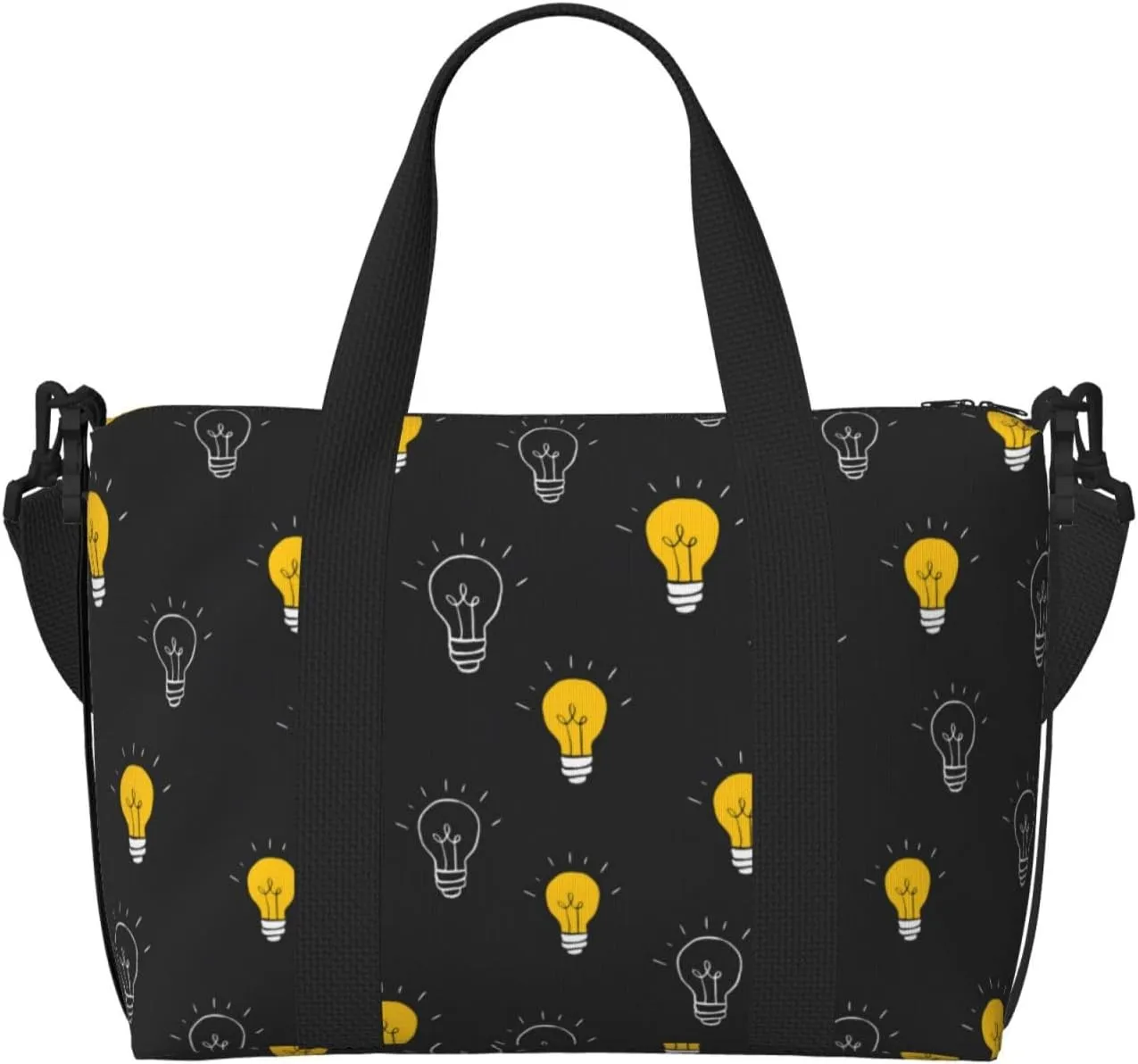 Laptop Tote Bag for Women Work - Light Bulb Pattern blue Gym Bag for Women Men, Crossbody Travel Bags for Women Men Carry On, Weekender Bags for Women Travel
