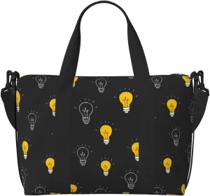 Laptop Tote Bag for Women Work - Light Bulb Pattern blue Gym Bag for Women Men, Crossbody Travel Bags for Women Men Carry On, Weekender Bags for Women Travel