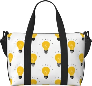 Laptop Tote Bag for Women Work - Light Bulb Pattern white Gym Bag for Women Men, Crossbody Travel Bags for Women Men Carry On, Weekender Bags for Women Travel