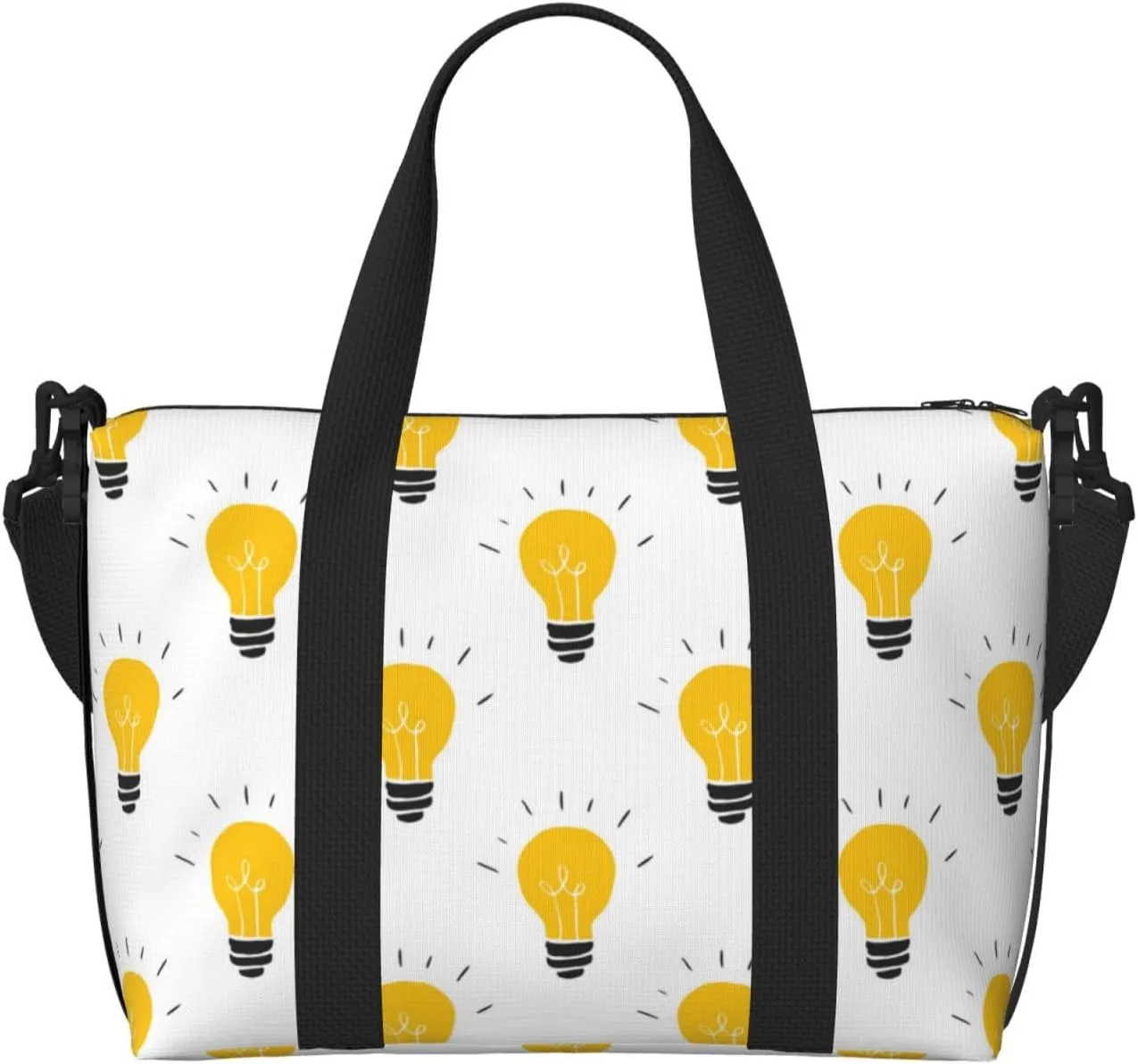 Laptop Tote Bag for Women Work - Light Bulb Pattern white Gym Bag for Women Men, Crossbody Travel Bags for Women Men Carry On, Weekender Bags for Women Travel