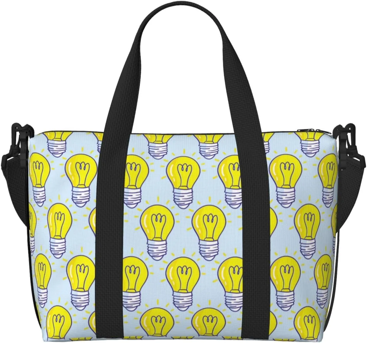 Laptop Tote Bag for Women Work - Light Bulb Pattern yellow Gym Bag for Women Men, Crossbody Travel Bags for Women Men Carry On, Weekender Bags for Women Travel