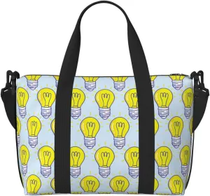 Laptop Tote Bag for Women Work - Light Bulb Pattern yellow Gym Bag for Women Men, Crossbody Travel Bags for Women Men Carry On, Weekender Bags for Women Travel
