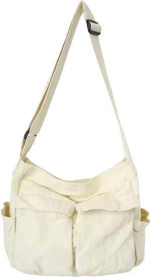 Large Capacity Canvas Hobo Bags for Women & Men, Shoulder Crossbody Bags, Tote Messenger Handbag for Work, Shopping, Travel…