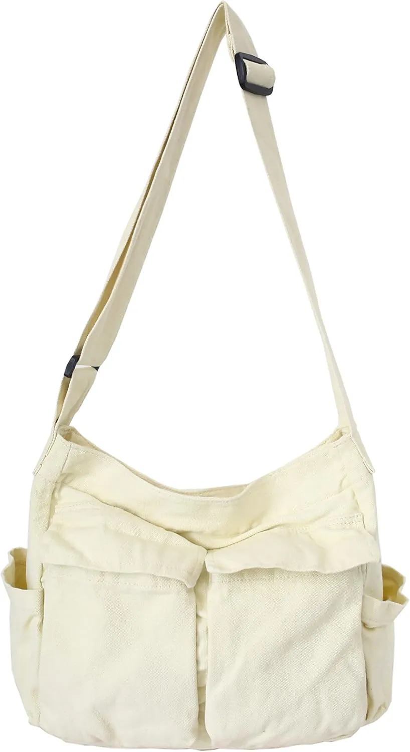 Large Capacity Canvas Hobo Bags for Women & Men, Shoulder Crossbody Bags, Tote Messenger Handbag for Work, Shopping, Travel…