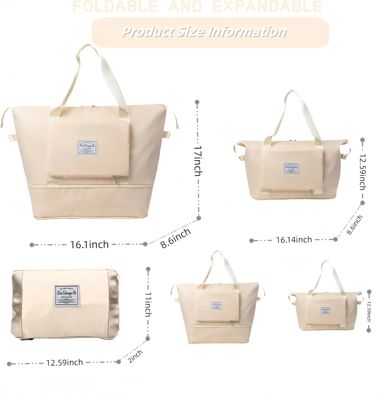 Large Capacity Foldable Travel Bag Expandable Collapsible Dry and Wet Separation Large Capacity Travel bag