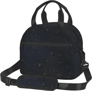 Large Capacity Lunchbag for Women Men Crossbody Lunch Tote Bags Reusable Insulated Cooler Bag Lunch Box Bag for Work Picnic Travel Camping - black glitter