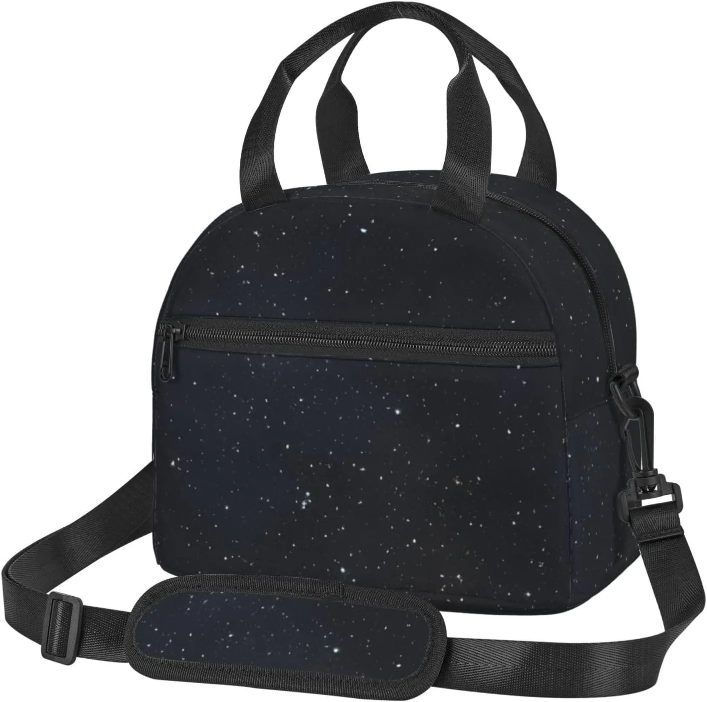 Large Capacity Lunchbag for Women Men Crossbody Lunch Tote Bags Reusable Insulated Cooler Bag Lunch Box Bag for Work Picnic Travel Camping - black glitter