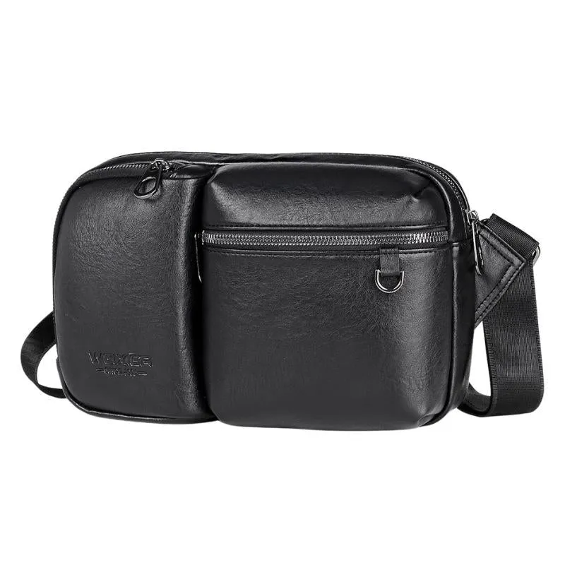 Large Capacity Men Crossbody Bag Casual Pu Messenger