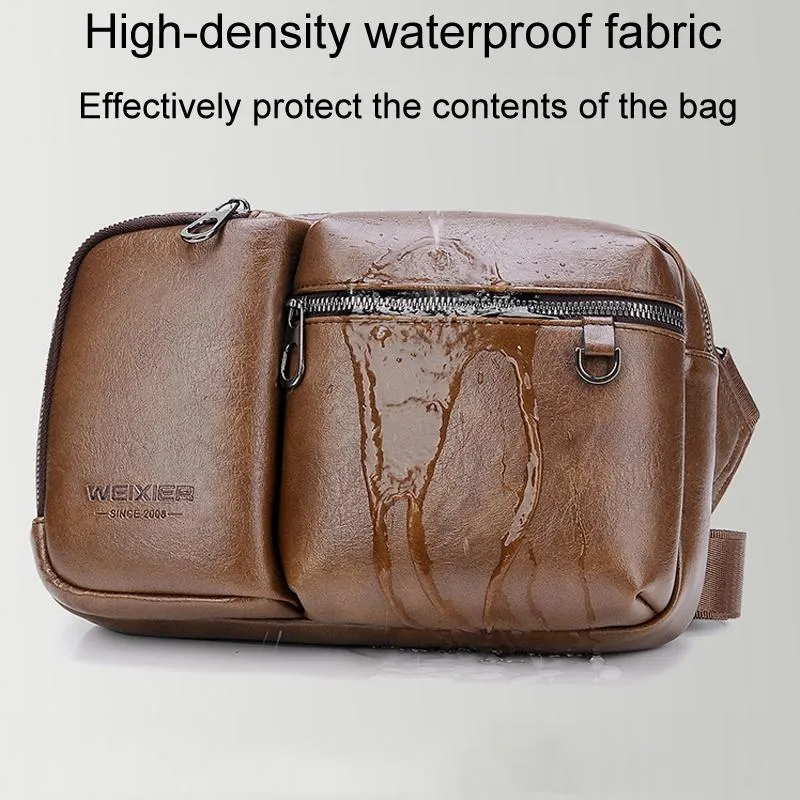 Large Capacity Men Crossbody Bag Casual Pu Messenger