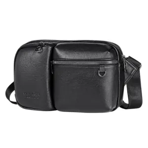 Large Capacity Men Crossbody Bag Casual Pu Messenger